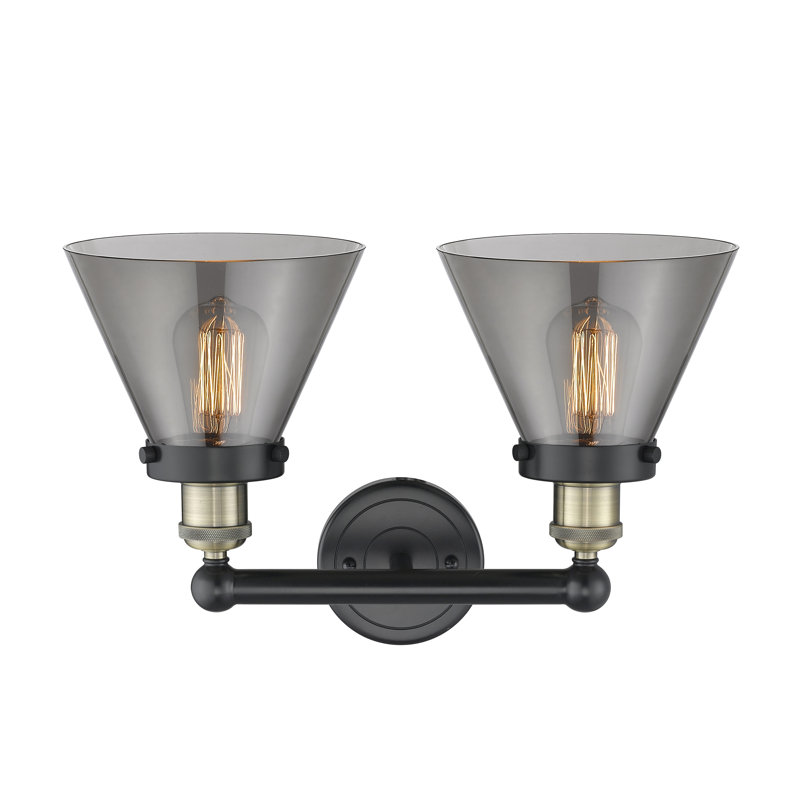 Éclairage pour meuble-lavabo à 2 lumières Artella, Plaqué couleur fumée, Laiton antique noir