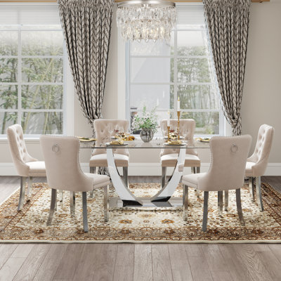 Kazandra 6 - Person Pedestal Dining Set