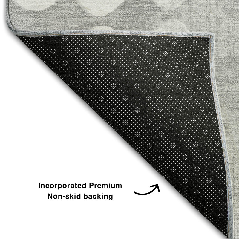 Premium Machine Washable Prisco Gray Rug, Rectangle 10' x 14'