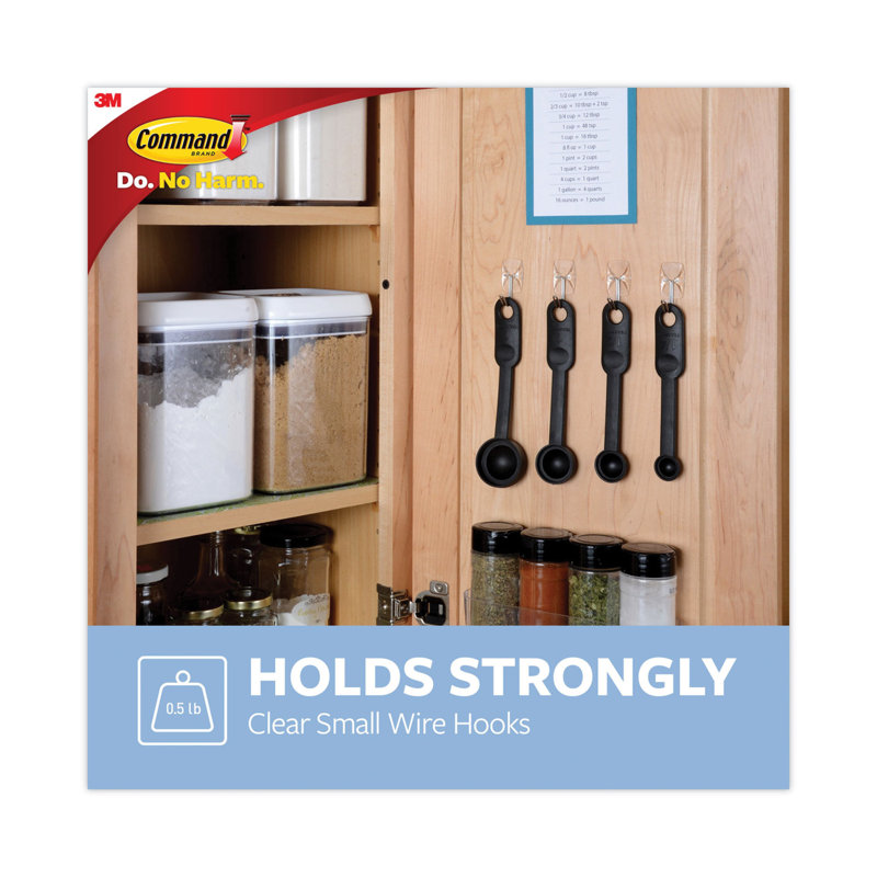 Command Clear Small Wire Hooks with Adhesive Strips, 40 Pack