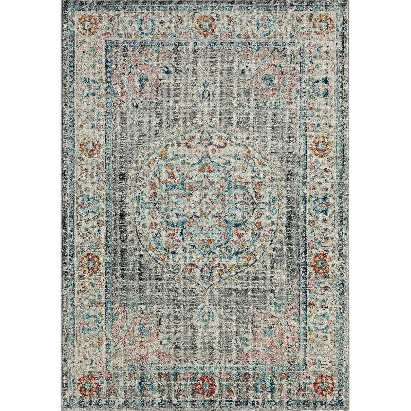 Kemp Indoor Outdoor Rug Grey Classic Design, Rectangle 120 x 170cm