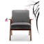 Le fauteuil de détente en velours gris avec base en bois robuste offre un soutien assis élégant pour un look chic-841553995