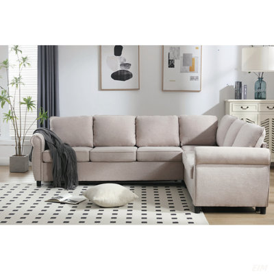 Sleeper Sofa, 2 In 1 Pull Out Couch Bed,6 Seater Sofa Bed, L Shaped Sleeper Sectional Sofa Couch,Riveted Sofa,104'' Large Combined Sofa Bed In Living Room (Sectional)