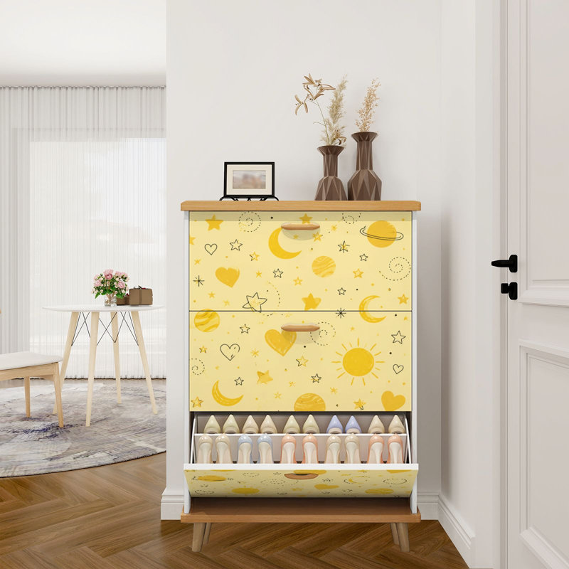 Rangement pour chaussures avec 3 tiroirs rabattables pour organisateur de rangement étagère à chaussures pastel
