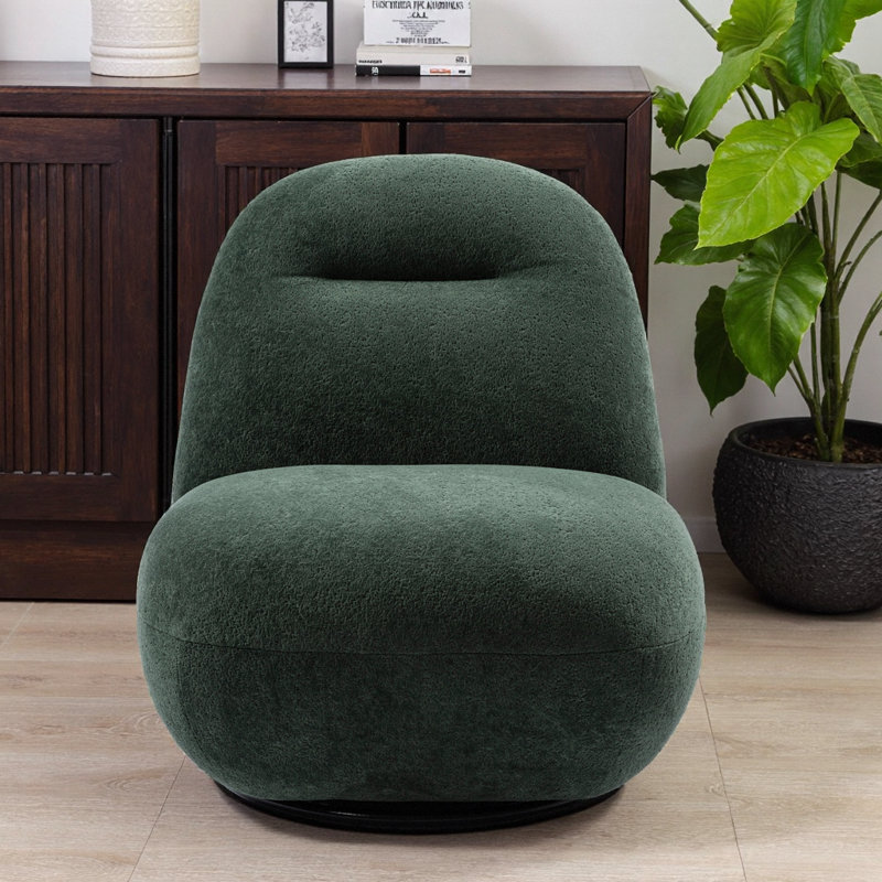Fauteuil d'appoint pivotant moderne en velours vert pour le salon, H 29,92 po x l 27,55 po x P 33,07 po, Vert