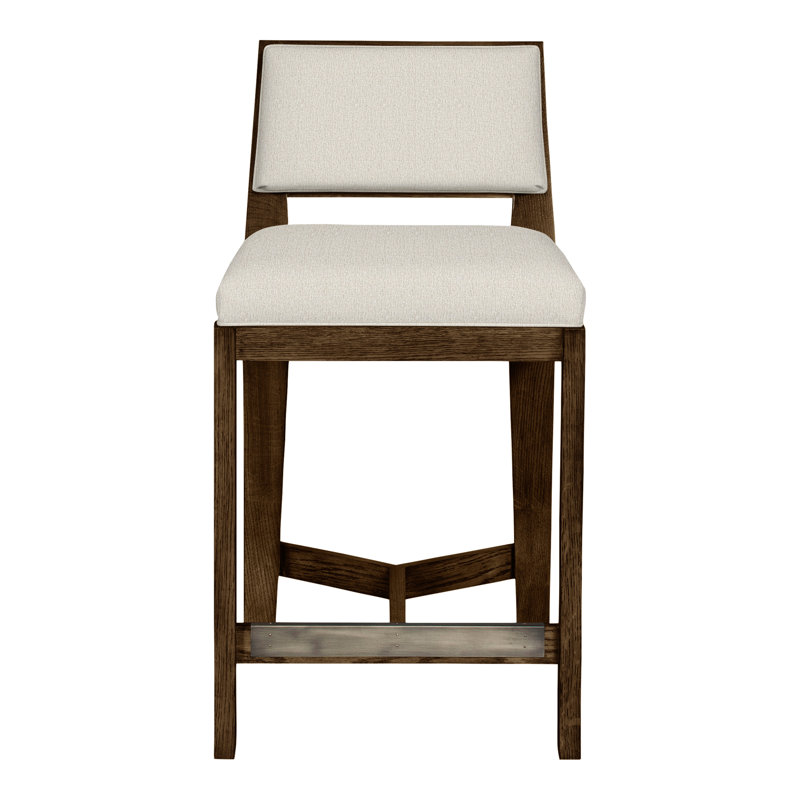 Scoville By Thom Filicia Upholstered Counter Stool with Solid Wood Frame, La Havane, Chenille performance neige Nomad