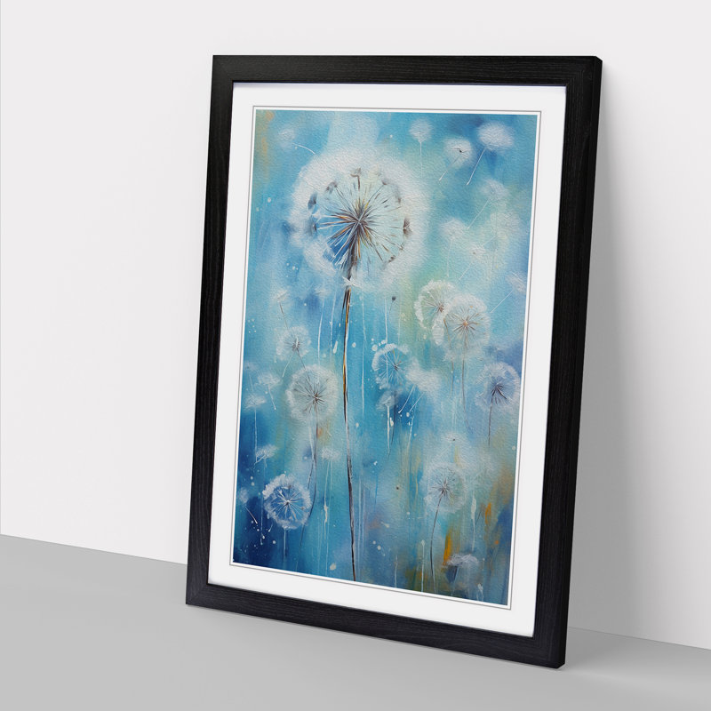 Dandelion Impressionism - Single Picture Frame Print on Wood, Black Framed, 46cm H x 34cm W