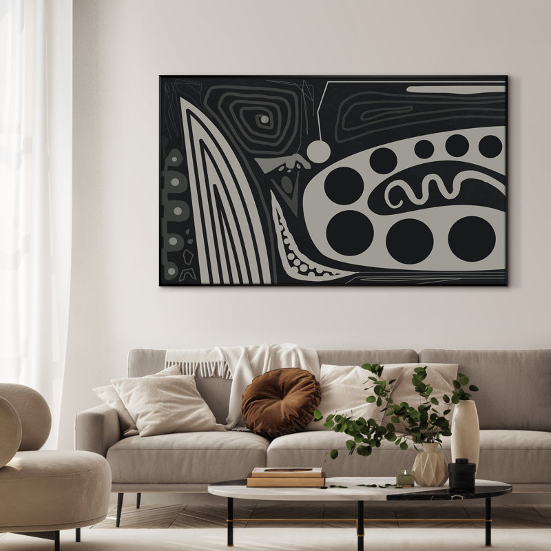 Très grand imprimé géométrique abstrait mural - œuvre d'art contemporaine décor moderne pour le salon ou la chambre à coucher, assemblage de cadre requis (assemblage de cadre requis)