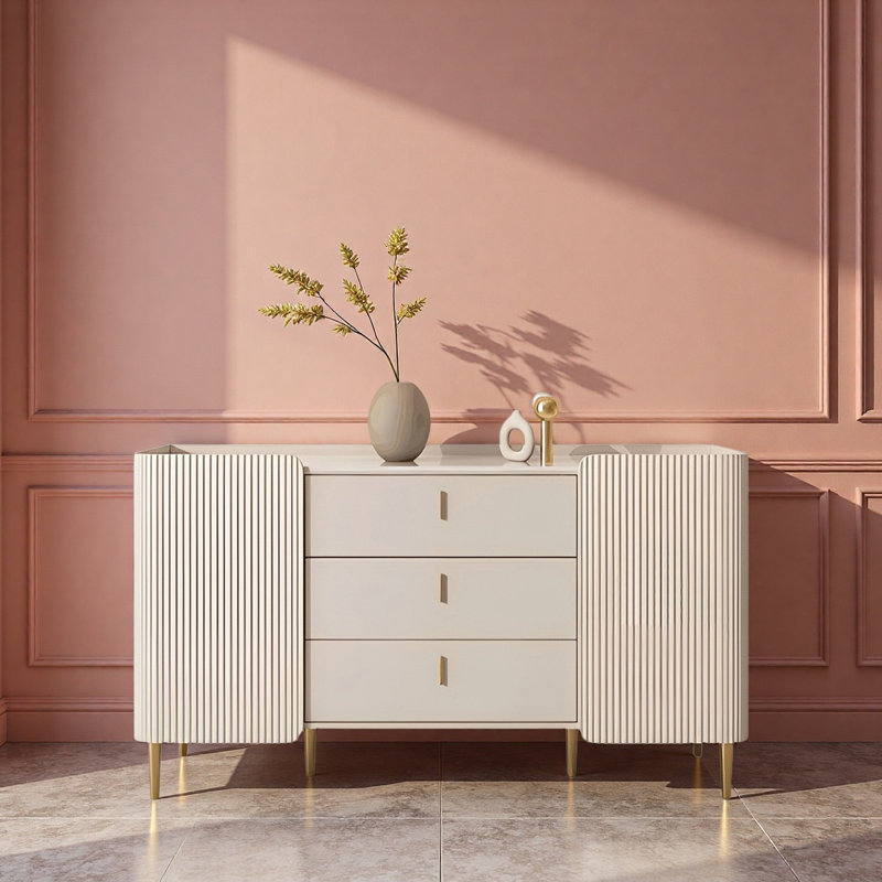 Buffet de rangement de style luxueux, H 33,46 po x l 55,11 po x P 15,74 po