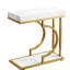 Élégante table de chevet avec plateau en faux marbre et cadre doré, 23,6 pouces de largeur, 12,05 de profondeur, hauteur, idéale pour les petits espaces, facile à nettoyer, tout espace compact, fonctionnelle