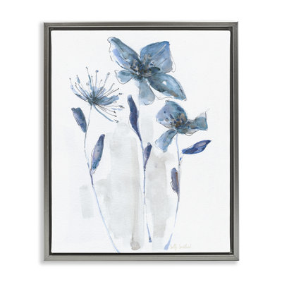 "Blue Herb Sprig", art mural sur toile flottante, design par Sally Swatland
