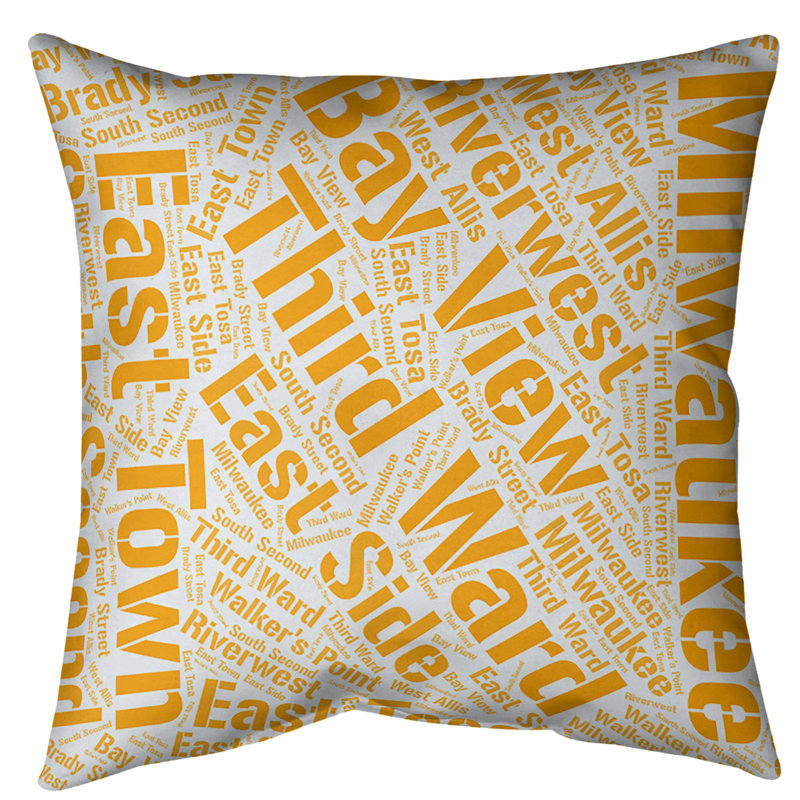 Coussin décoratif intérieur/extérieur milwaukee, Non, H 18 po x l 18 po, Orange