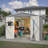 10 x 10 FT Large Metal Outdoor Storage Shed with Updated Frame, Lockable Doors, and Spacious Interior for Backyard Garden Patio Lawn-123772172-123772175
