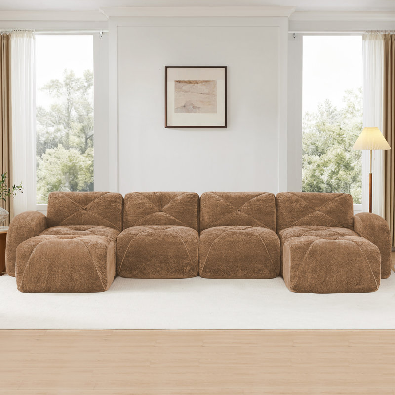 Canapé en U sans os, 29,9 po H x 140,9 po L x 67,3 po P, Chameau