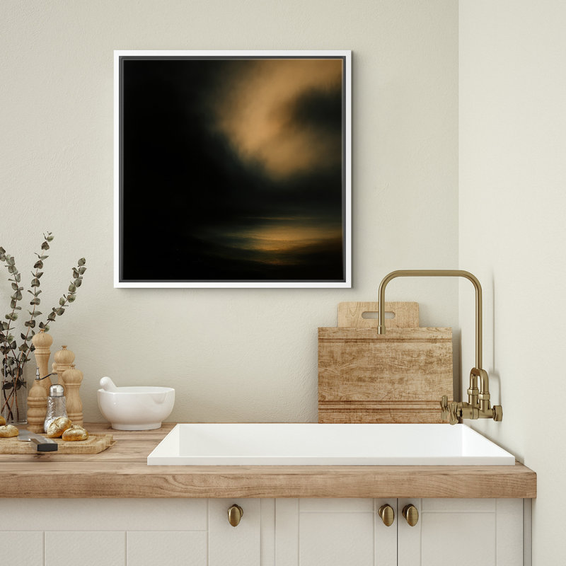 Reproduction d'art encadrée sur toile pour décor moderne neutre, H 16 po x l 16 po, Blanc