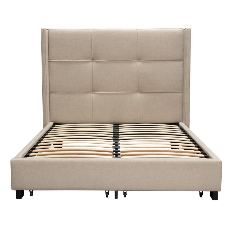 Beverly Upholstered Wingback Storage Bed