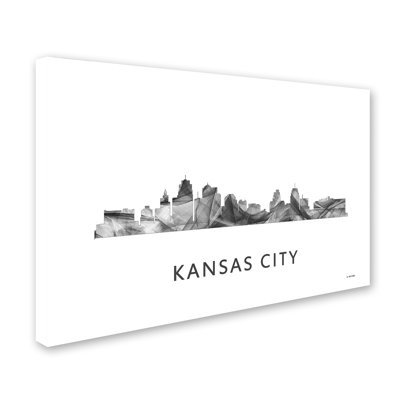 Kansas City Missouri Skyline WB-BW' Graphic Art Print on Wrapped Canvas -  Trademark Fine Art, MW0447-C1219GG