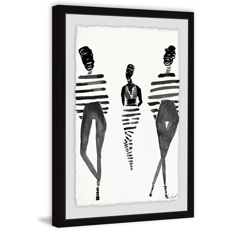 Black Stripes - Single Picture Frame Print, 30 cm H x 20 cm W x 4 cm D