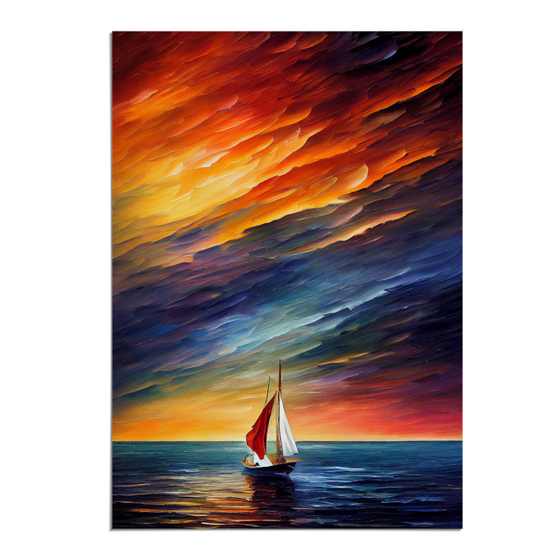 Boat at Sunset No.2 - Wall Art, Paper, 42cm H x 29.7cm W, No Matte