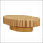 Table basse moderne fabriquée à la main Ellipse, 43,7 pouces, base piédestal robuste, panneau de fibres à densité moyenne en frêne naturel pour espaces de vie compacts-133420001