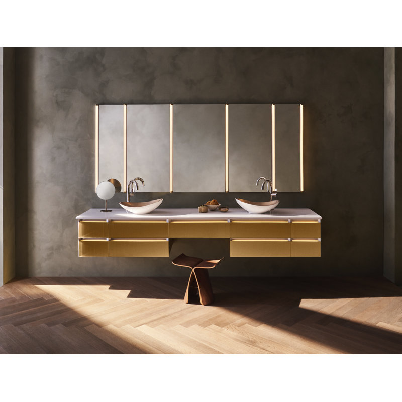 Dimmable LED Bath Bar Vanity Light with Dimmer, Brass, Fluted