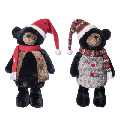  Christmas Plush Lodge Holiday Bear Sitter Set of 2 Christmas Home Decorations