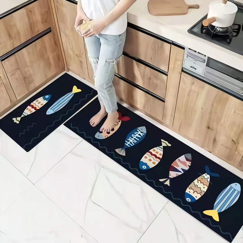 2 tapis de bain en mousse de cuir PU