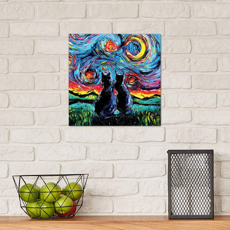 «Van Gogh's Cats» par Aja Trêves - reproduction d'art, Toile tendue, H 12 po x l 12 po x P 1,5 po