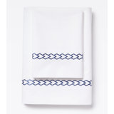 510 Thread Count Cotton Percale Sheet Set with Waterfall Embroidery in Stone