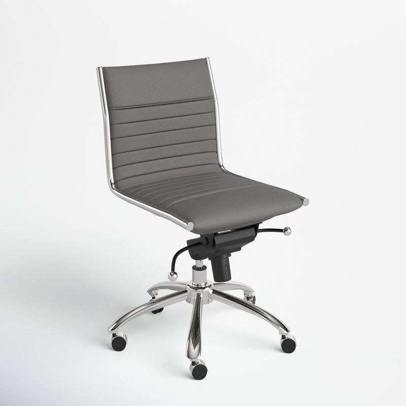 Naida Faux Leather Swivel Task Chair, Gray Faux Leather, No