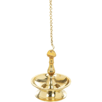 8" Traditional South Indian Brass Puja Lamp - Handmade Kerala Style Oil Diya for Home Temple Meditation Prayer Room Spiritual Decor