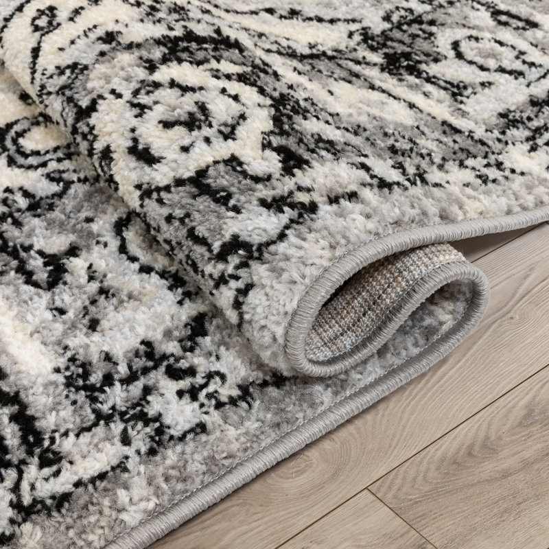 Mystic Arctic Bloom Gray and Ivory Oriental Area Rug