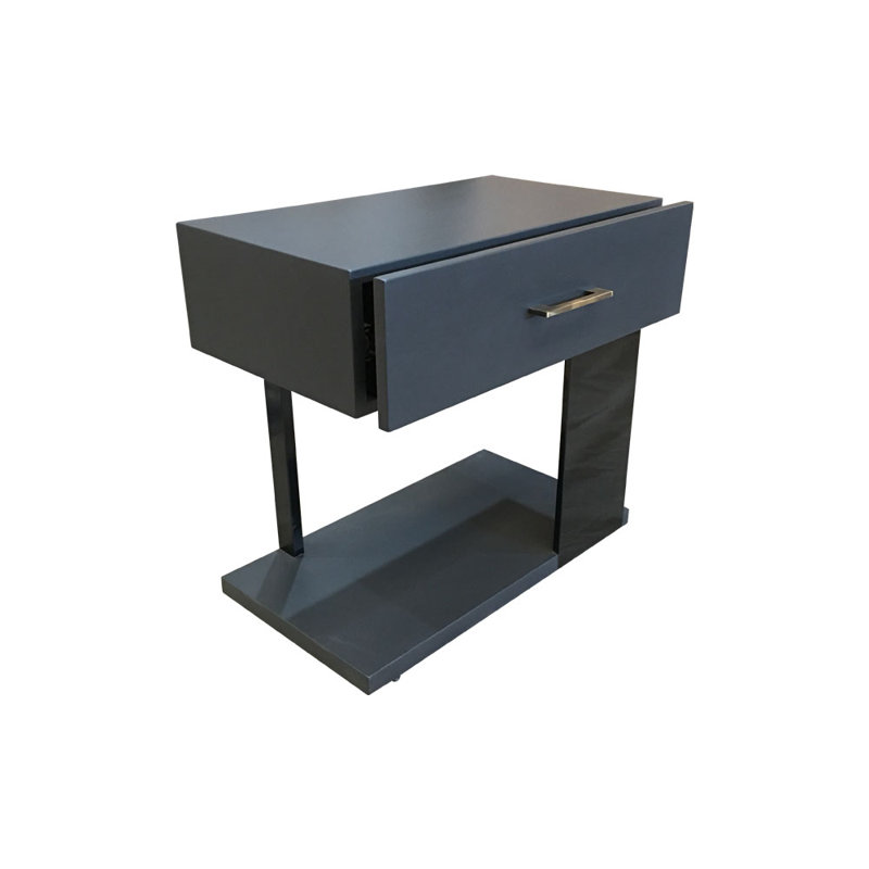 Ledjona Solid Wood Bedside Table, Black