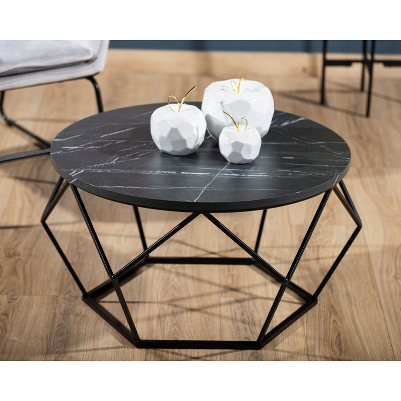 Alekos Abstract Coffee Table, Dark Grey/White