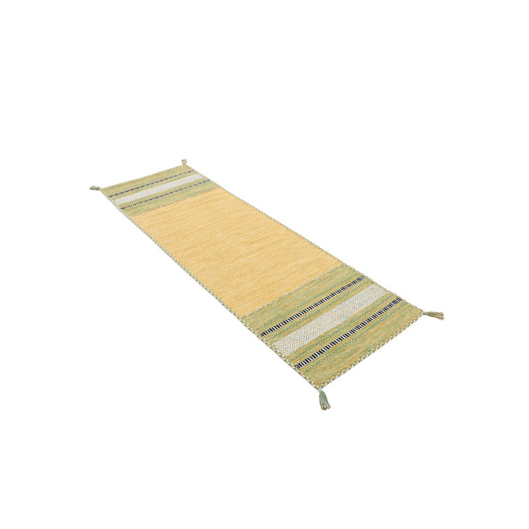 Azizi Striped Hand Woven Cotton Yellow Rug