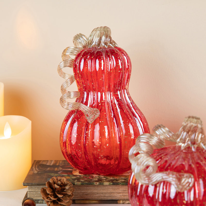 Gourde en verre rouge 8,5 "avec paillettes