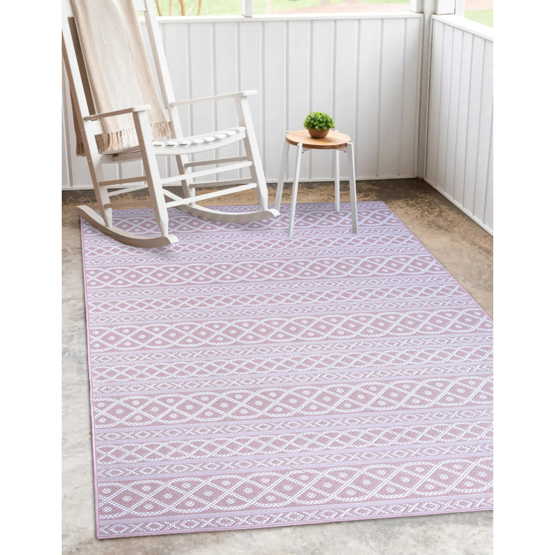 Tapis rose / mauve en polypropylène tissé à la machine Rectangle Chande, Rectangle 4 pi x 6 pi
