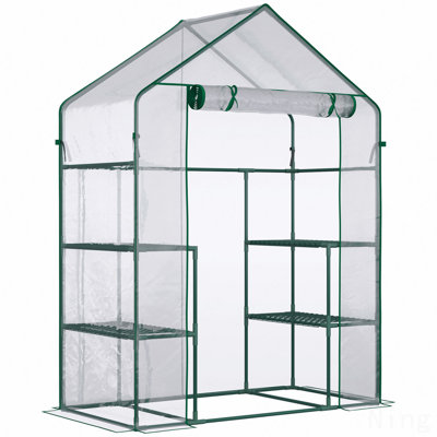 Walk-In Portable Greenhouse with 3-Tier Shelves