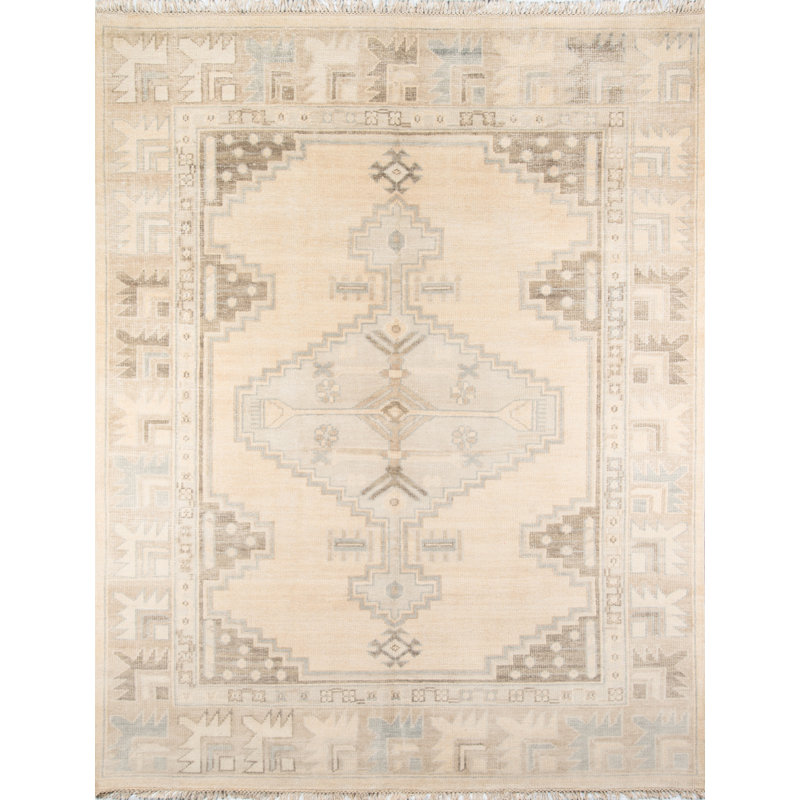 Concord Wool Oriental Area Rug in Beige/Gray, Rectangle 2' x 3'