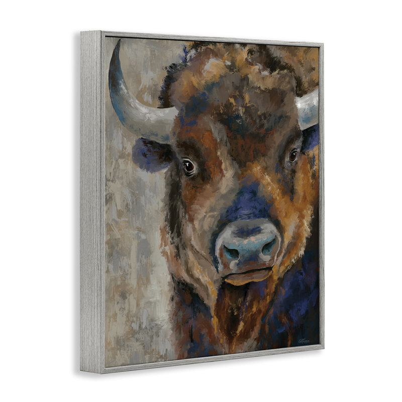 «Bison Rustic Portrait», art de la giclée encadrée par Cat Thurman Designs, Estampe numérique Farmhouse, H 20 po x l 16 po