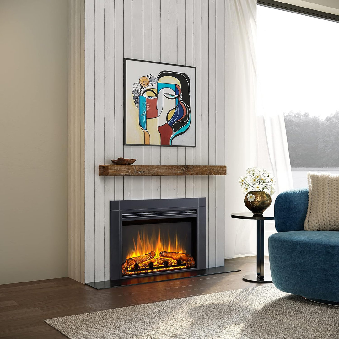 FLAMME Innsbruck Electric Fireplace Insert with Trim Suitable for Custom Media Wall or Mantel Surround Designs