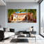 Palmiers, cour, palmiers, fleurs, soleil, arche, réflexions, ensemble de 3 impressions sur toile-1203638841