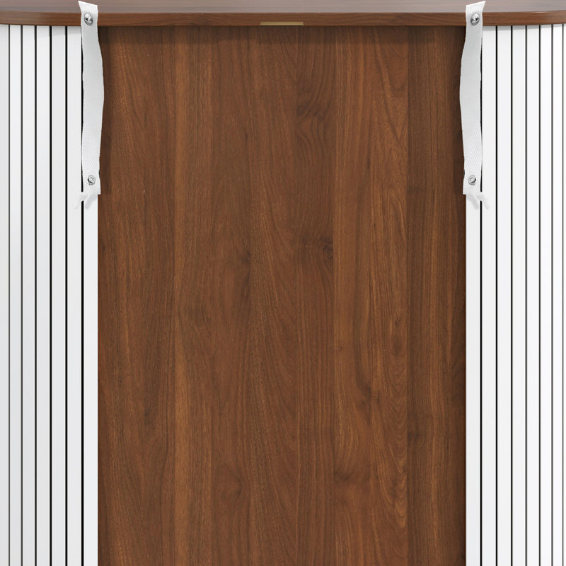 Armoire à vin cannelée avec support à vin à 8 grilles, 5 tablettes réglables à 5 niveaux, 2 porte-verres, portes tambour coulissantes, 4 espaces de rangement cachés sur le côté, station de café moderne