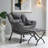 Lazy Chair With Foldable Ottoman, Modern Comfy Lounge Chair, Large Sofa Armchair With Footrest And A Side Pocket, Leisure Reading Chair With Footstool For Bedroom, Living Room, Dorm, Dark Grey-1426192234