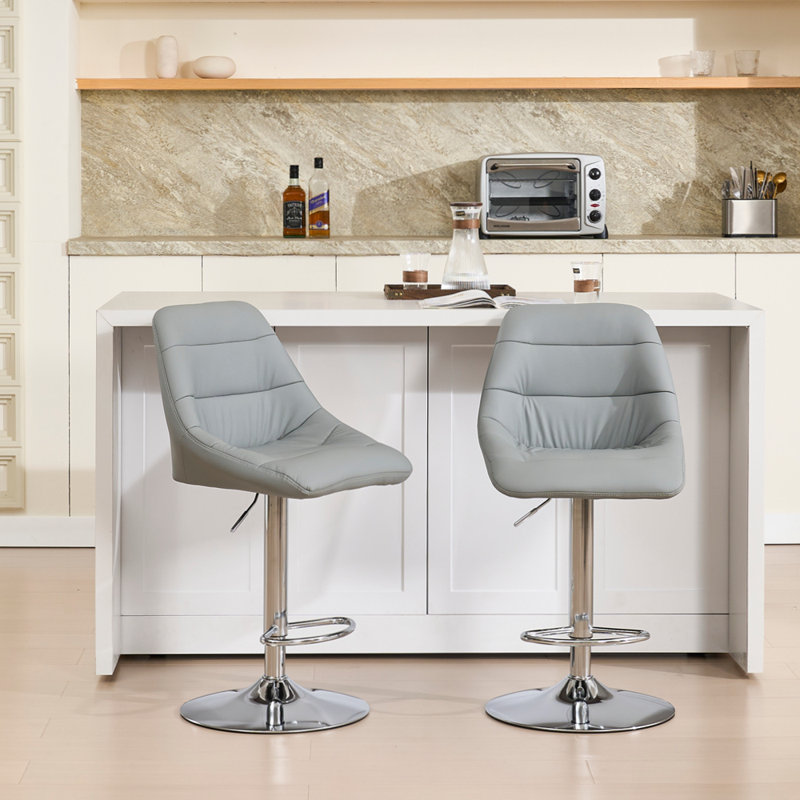 Ensemble de 2 tabourets de bar pivotants réglables avec repose-pieds chromé et velours facile à nettoyer, idéal pour les bars et les cuisines modernes