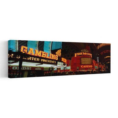 Fremont Street Experience Las Vegas NV 1 Piece Wrapped Canvas Panoramic Wall Art