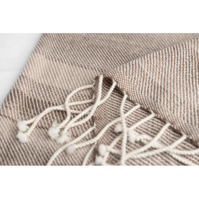 Cashmere Wool Throw Hand Woven Throw Blanket, Mocha