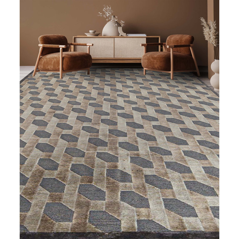 Hand-Knotted High-Quality Taupe Area Rug