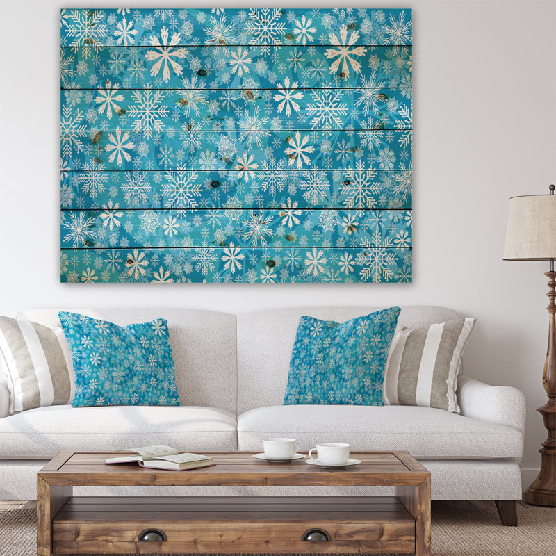 « light blue snow motif cristal », impression, H 15 po x l 20 po x P 1 po, Bois