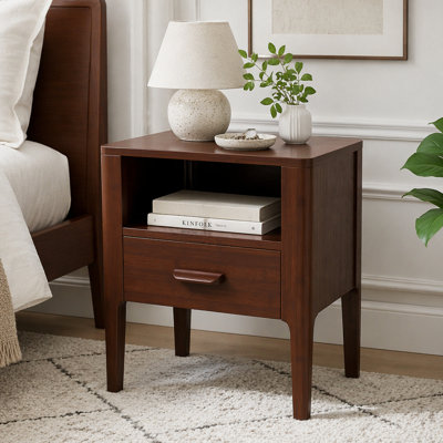 Modern Solid Bamboo Wood Nightstand